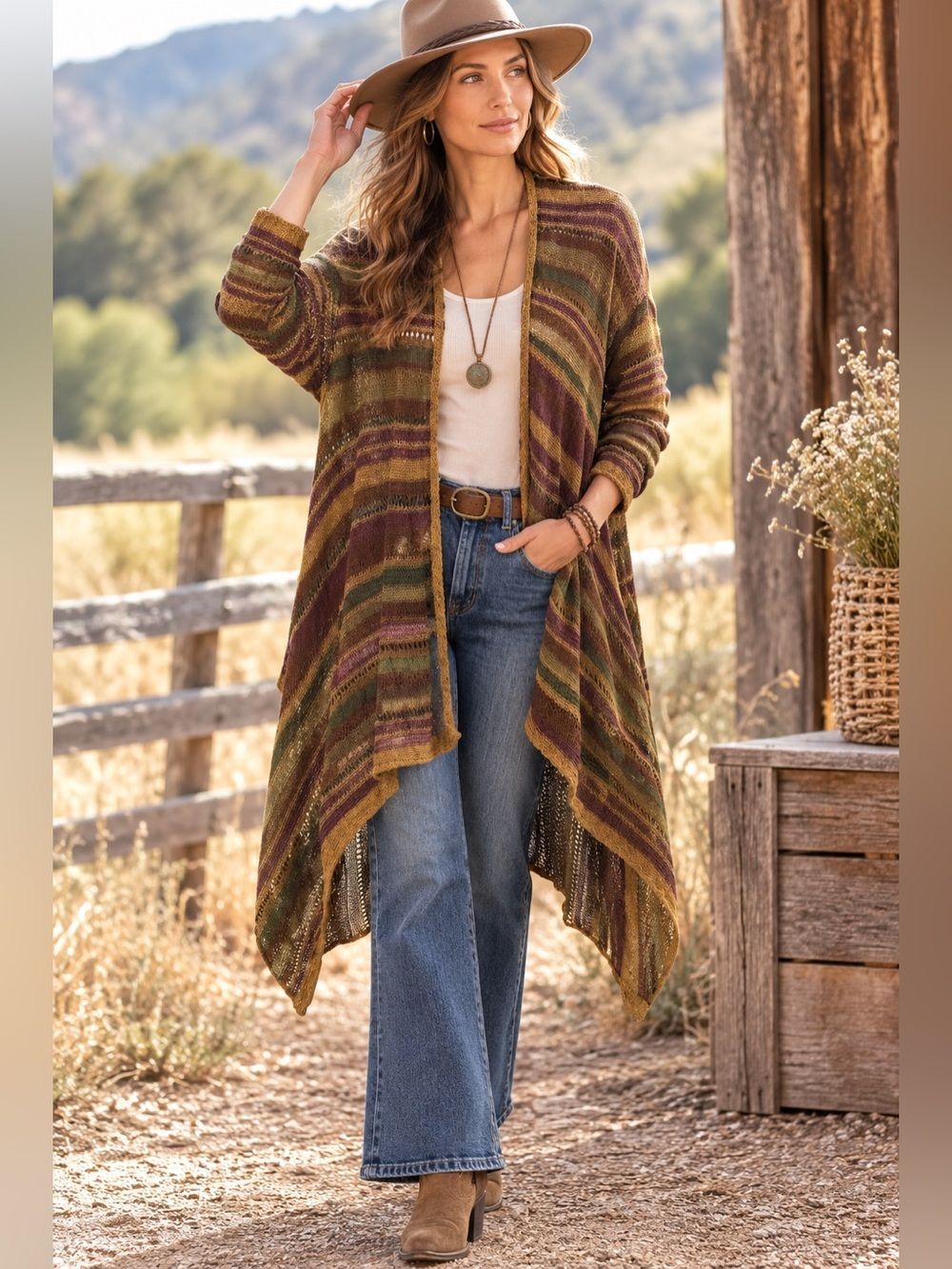 Lauren Ralph Lauren Open Front Aztec Cardigan Sweater S/M